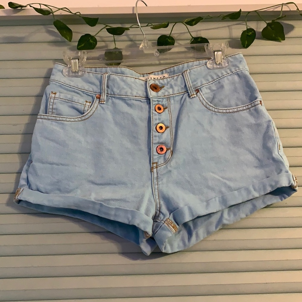 Light wash denim shorts
